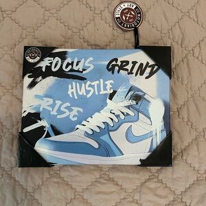 Nike Swoosh Blue High-Top Sneaker Art Canvas - Focus Hustle Rise